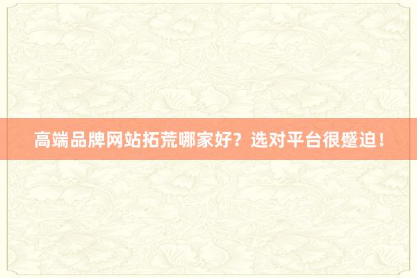 高端品牌网站拓荒哪家好？选对平台很蹙迫！